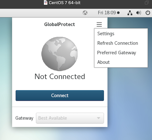 GlobalProtect Menu