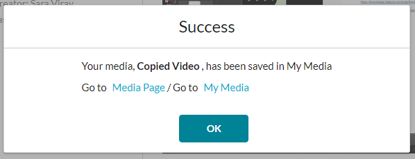 Screenshot of the Success window.
