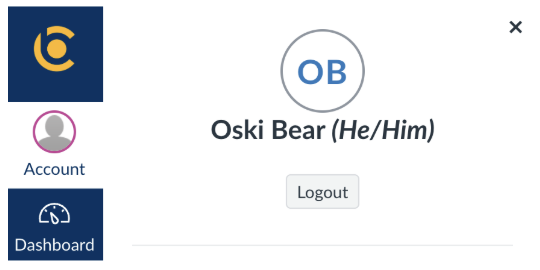 A screenshot of Oski Bear's profile in bCourses, displaying the pronouns "He/Him"