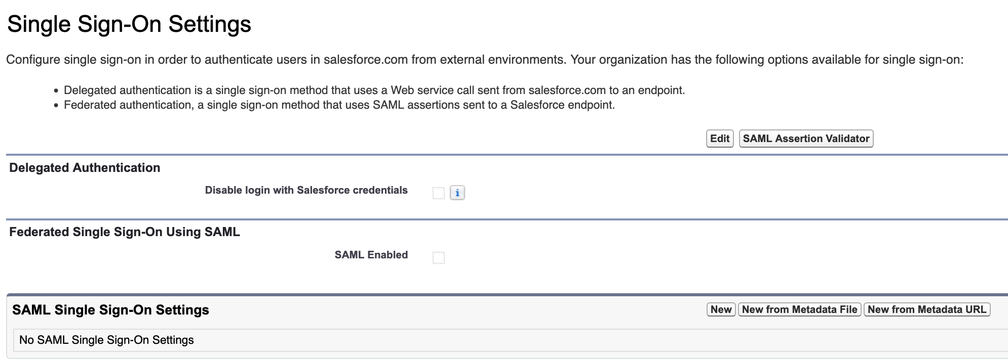 screenshot displaying the Single Sign-On Settings page