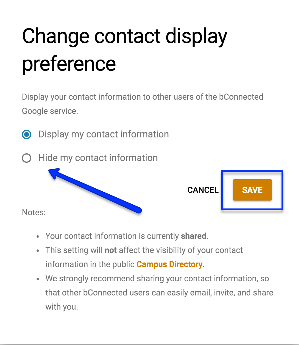 Change contact display preference image