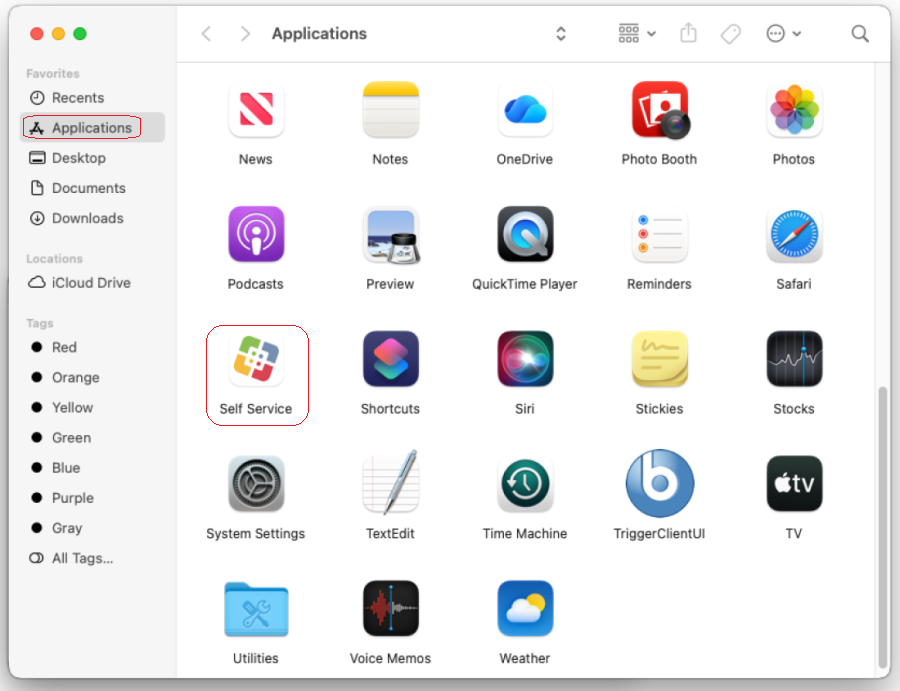 Launch SelfService from Applications