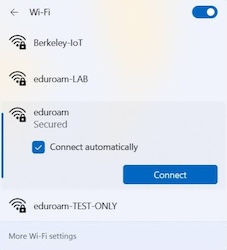 Windows 11 Selecting eduroam Wi-Fi Network
