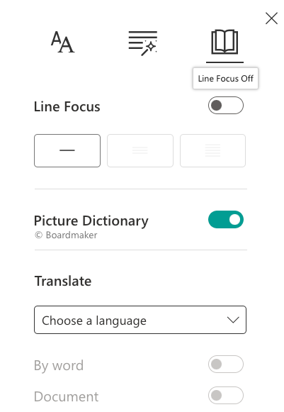Screenshot of Reading Preferences Interface. The description is in the figure caption