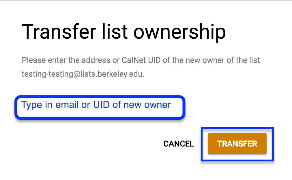 Transfer list ownership