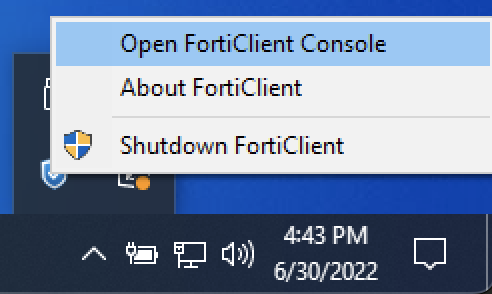 FortiClient System Tray Icon