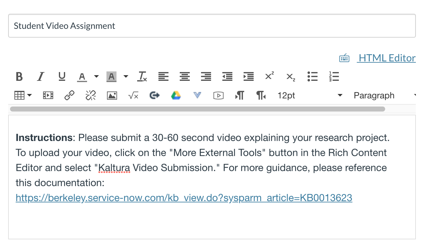 Instructions: Please submit a 30-60 second video explaining your research project. To upload your video, click on "More External Tools" button in the Rich Content Editor and select "Kaltura Video Submission." For more guidance, please reference this documentation: https://berkeley.service-now.com/kb_view.do?sysparm_article=KB0013623