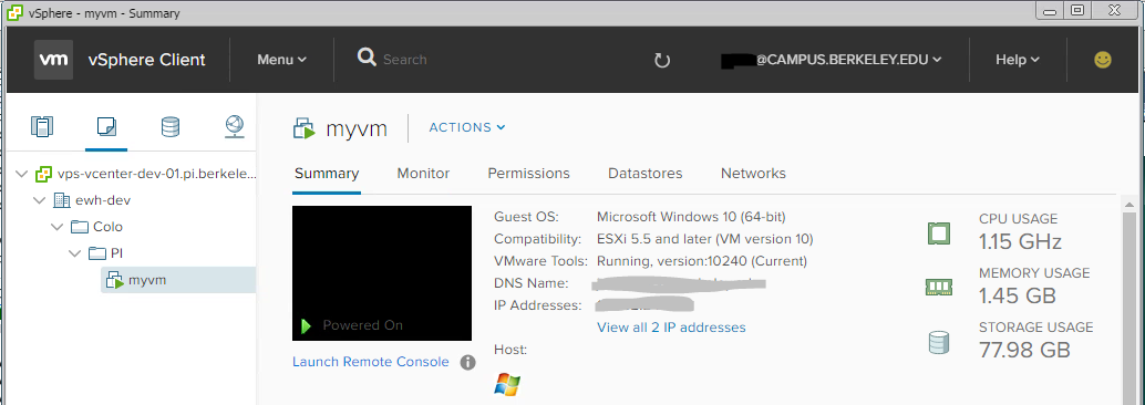 Screenshot of VM space once note summary icon is selected