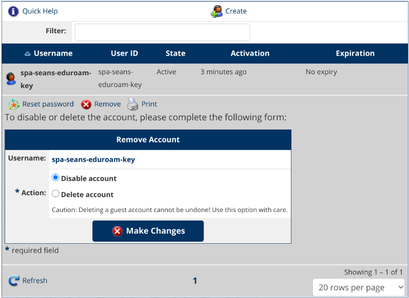 WiFi Keys Manage Accounts Remove User
