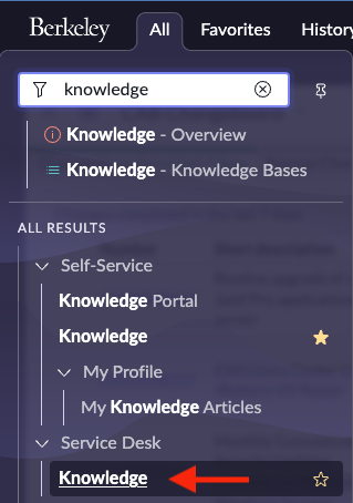 Select Knowledge from left menu