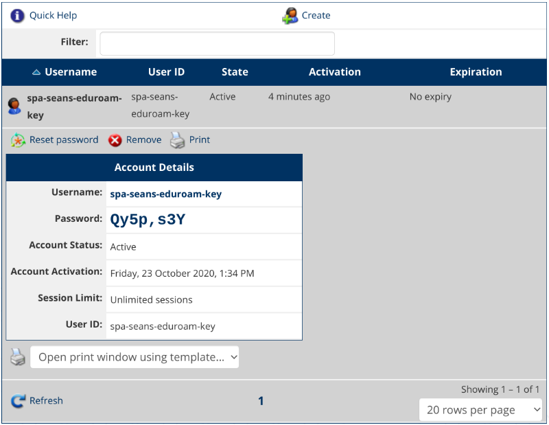 WiFi Keys Manage Accounts Print Password