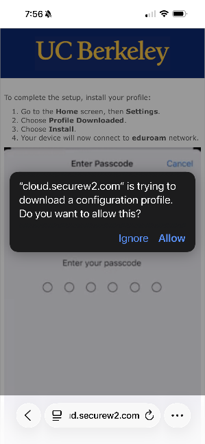 iOS SecureW2 Download Approval