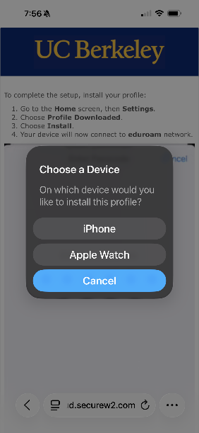 iOS Select Device for Profile Download (iPhone, Watch)