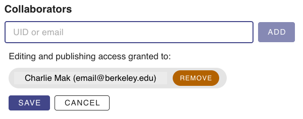 Screenshot of collaborator section