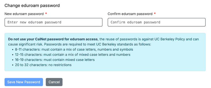 Change eduroam Password Window