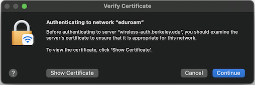 macOS Wireless Certificate Acceptance Prompt