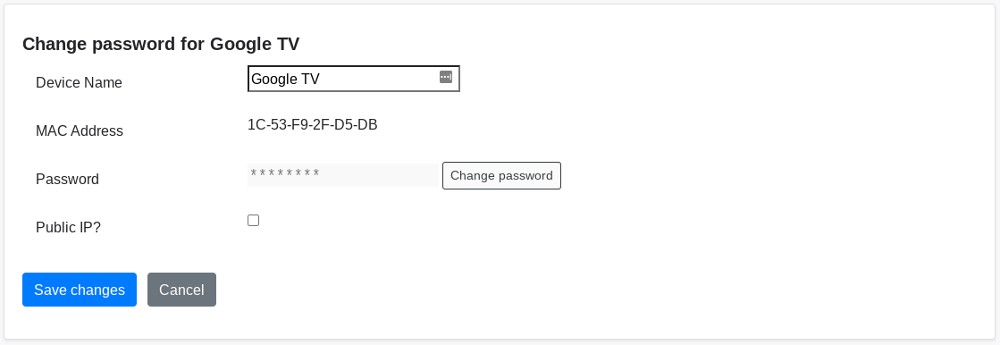 WiFi Keys Change Device Information Screen