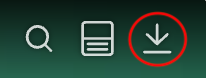 3 icons (Search, Transcript, and Download) with Download highlighted