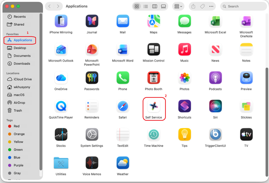 Launch SelfService from Applications
