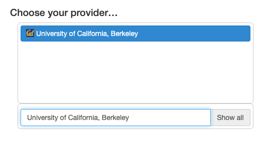 Screenshot shows IDP select box