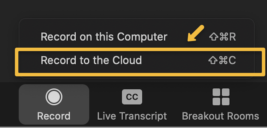 click the record to the cloud option