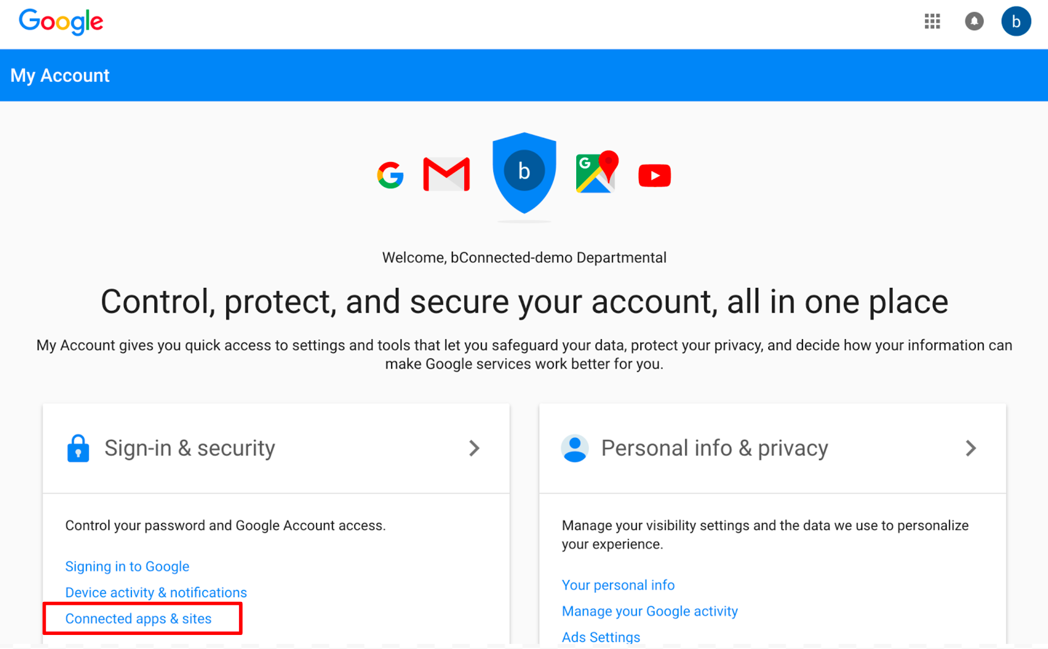 Sign in & Security Connected Apps & Sites