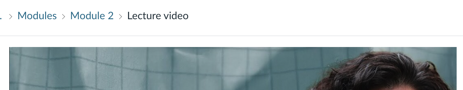 Top portion of a video, with path "Modules > Module 2 > Lecture video" above it.