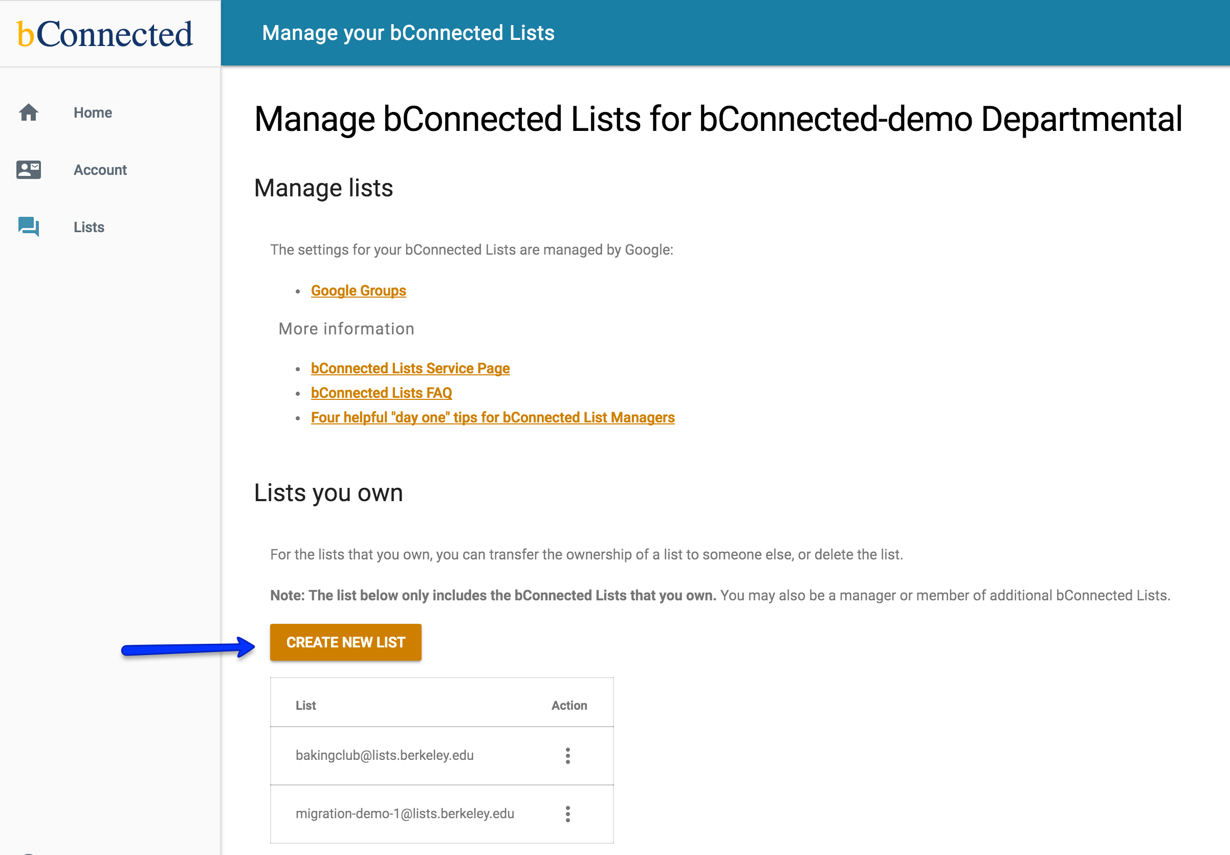 Inbound to labyrinth base listing, produce and register 