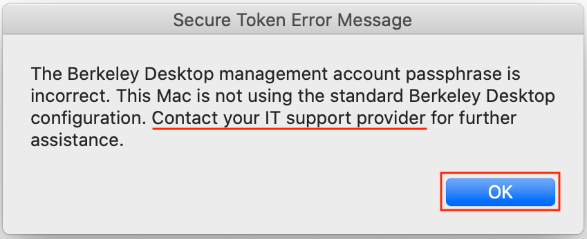 Mac Self Service Secure Token Cannot Be Assigned Contact IT