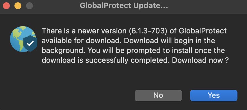 GlobalProtect v6 for macOS Update Install
