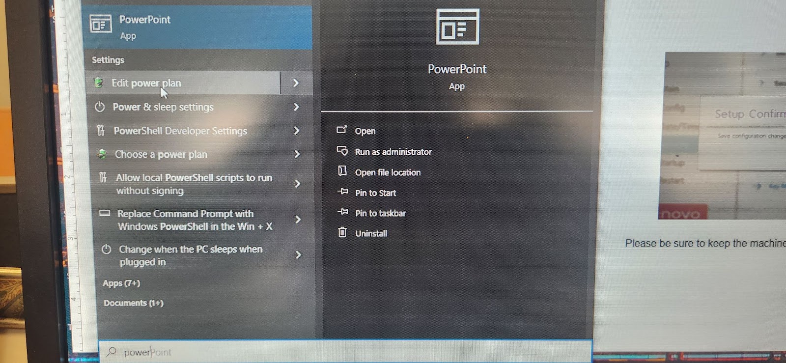Accessing Power and Sleep settings from the Start Menu