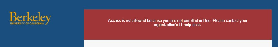 Screen capture of access error message