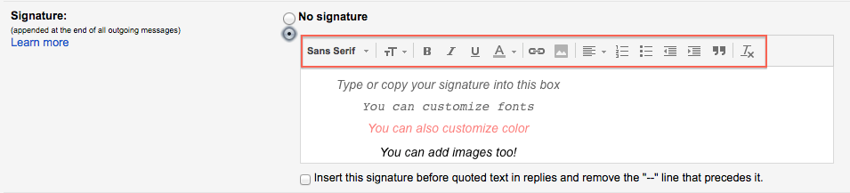 Customize Signature