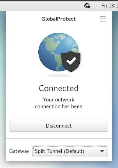GlobalProtect Connected Dialog