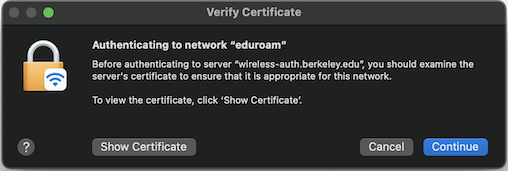 macOS Certificate Prompt