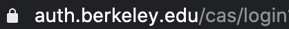 Close-up of a web browser address bar highlighting the authentic domain name auth.berkeley.edu with a padlock icon indicating a secure connection