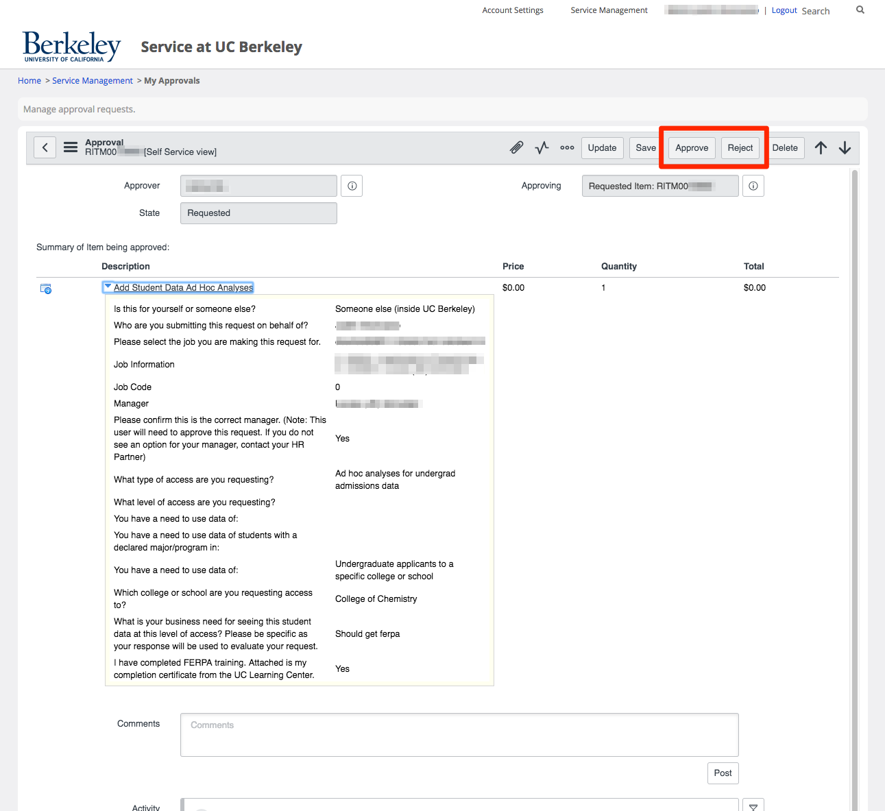 Viewing an Approval in the Employee Self Service portal