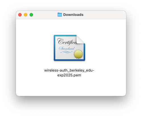 Screenshot of downloaded certificate file