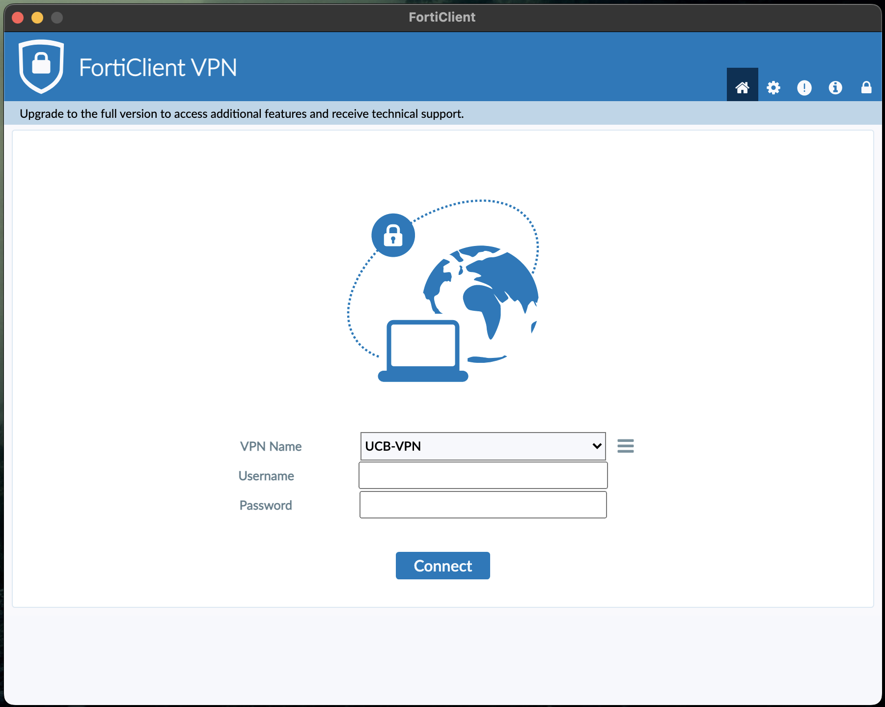 FortiClient Login Screen