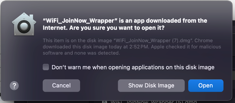 macOS Asks Permission to Open WiFi_JoinNow_Wrapper