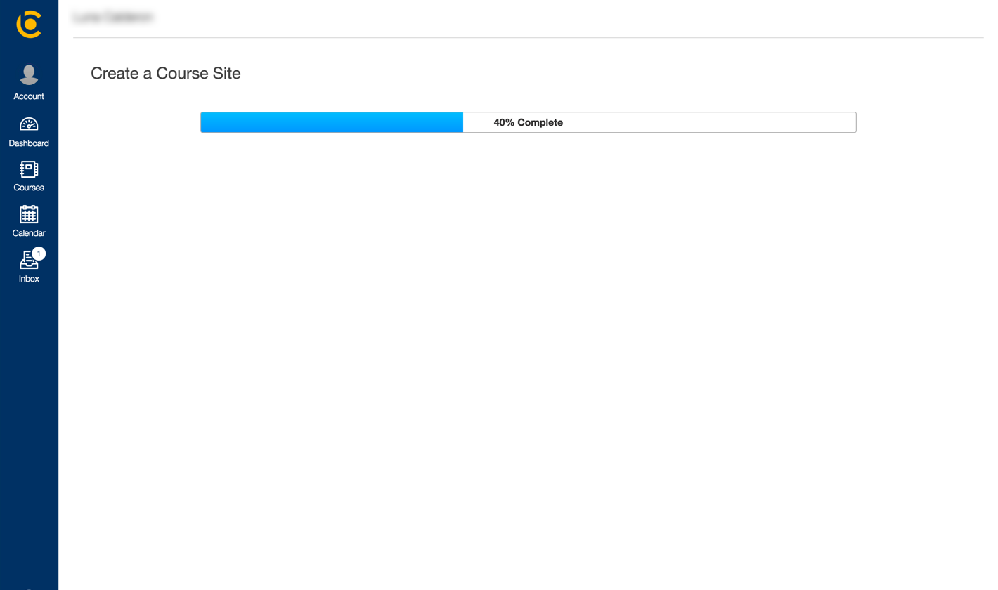 Screenshot of Create a Course Site progress bar