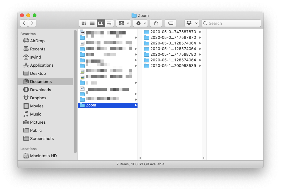 Screenshot of the Zoom folder opened in a file chooser