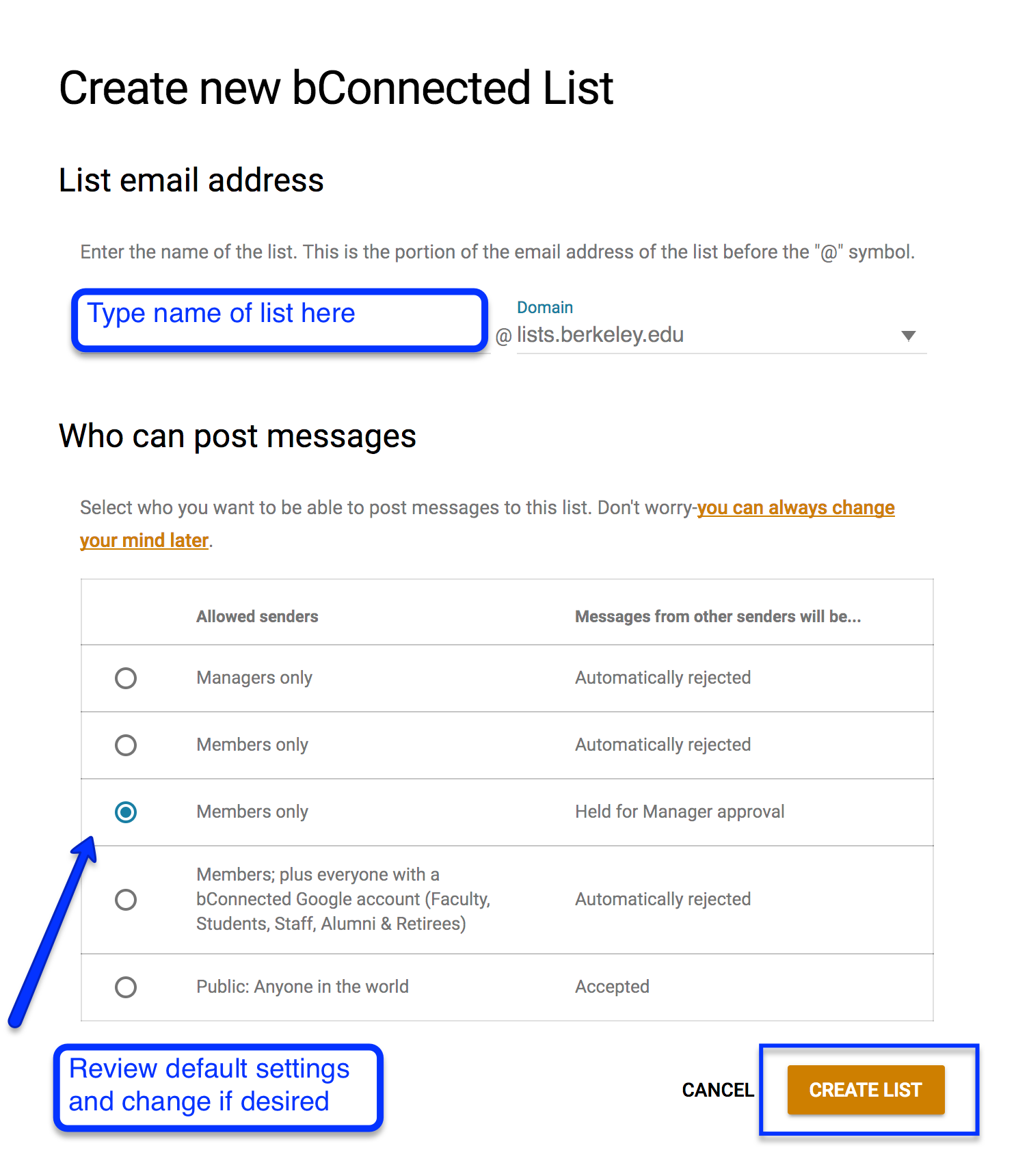Create new bConnected List