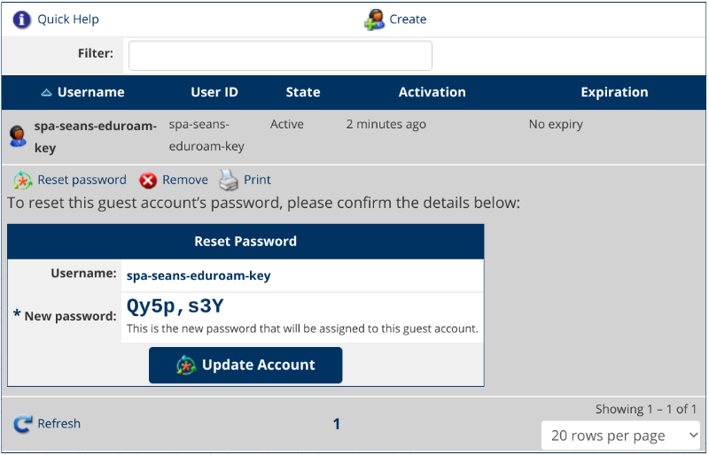 WiFi Keys Manage Accounts Password Reset