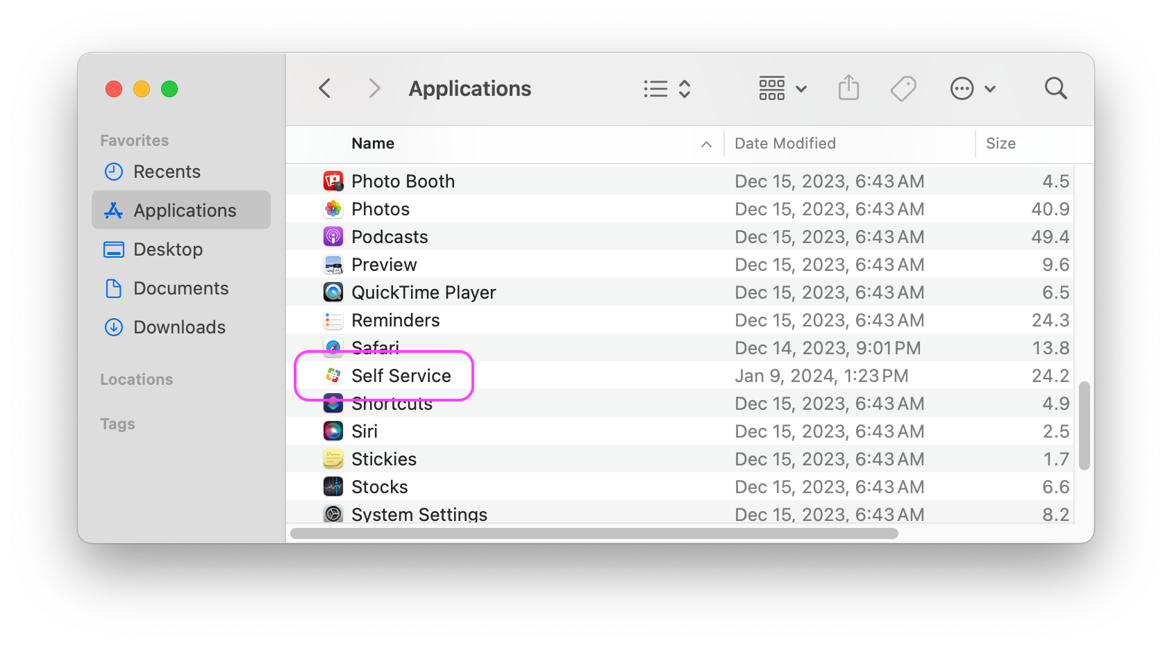 Launch Self Service from Applications Folder.png
