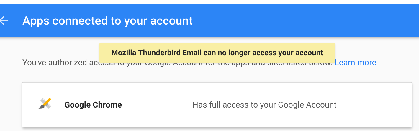 Confirmation message the app has been removed