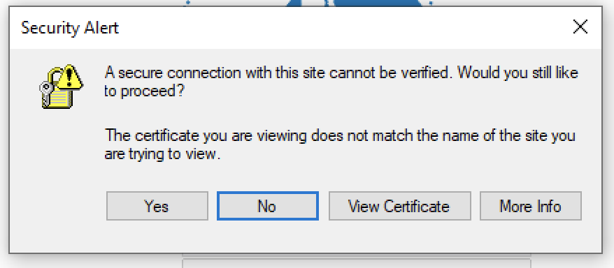 Accept Unverified Certificate