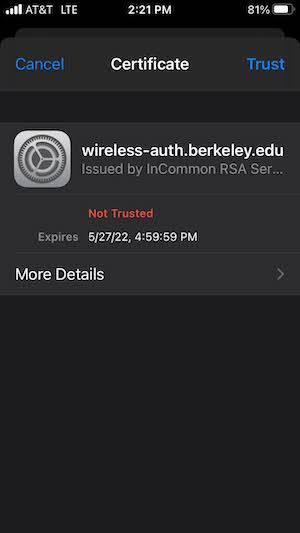iOS Certificate Trust Prompt