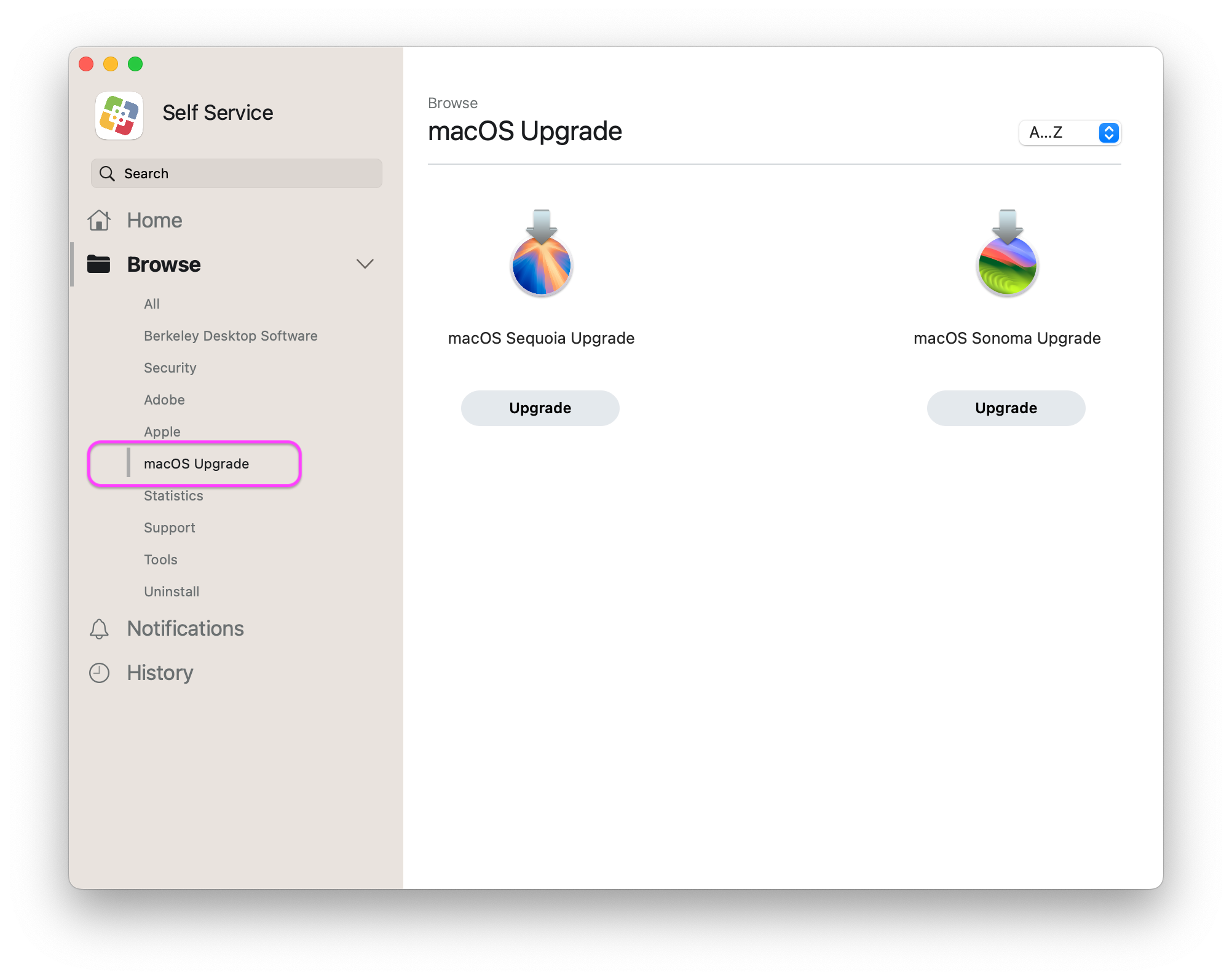 Self Service macOS Upgrade Sequoia & Sonoma