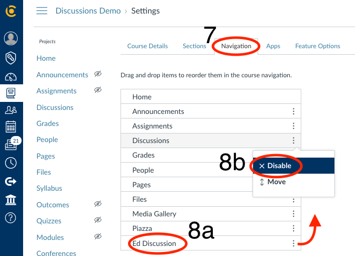 Move your new discussion tool to the preferred position in the course menu